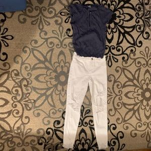 American Eagle white jeans and aerie tank top